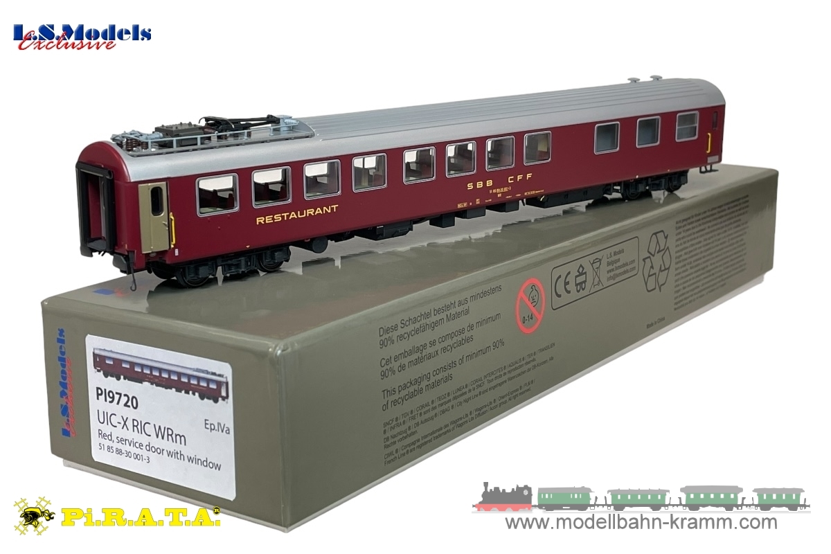 Modellbahn Kramm L S Models PI9720 H0 Speisewagen UIC RIC WRm Rot Der