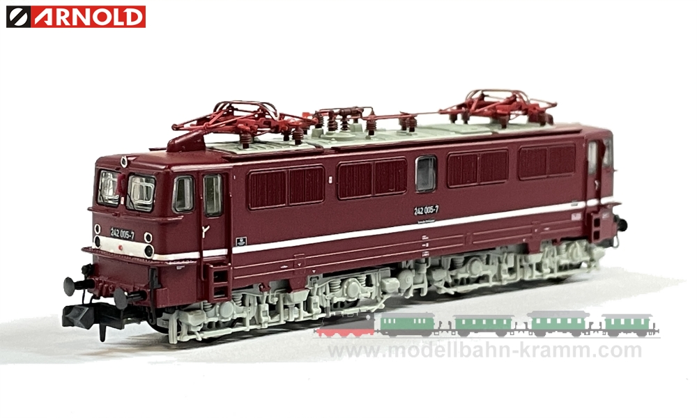 Arnold 2524D, EAN 5055286682216: DR, electric locomotive class 242, red livery with small decor lin