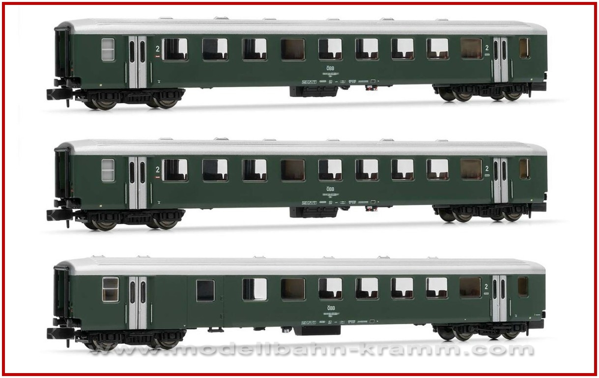 Arnold 4376, EAN 5055286684159: ÖBB, 3-unit pack 2nd class coaches Schlierenwagen, green live