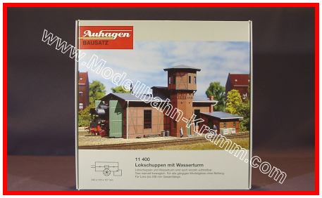 Auhagen 11400, EAN 4013285114009: H0 Lokschuppen mit Wasserturm