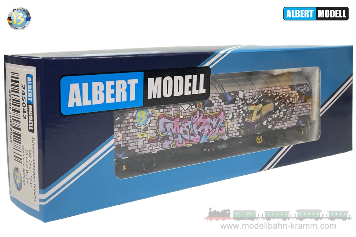 Albert Modell 245042, EAN 4250528622925: H0 DC Schiebewandwagen Hbbillns, SBB, Ep.VI, Graffiti Edition ´20 Jahre w13plus´