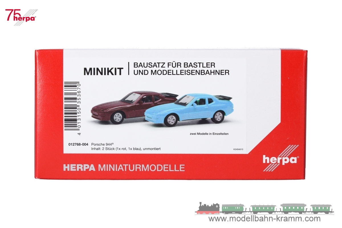 Herpa 012768-004, EAN 4013150353670: 1:87 Herpa MiniKit: Porsche 944, blau/rot