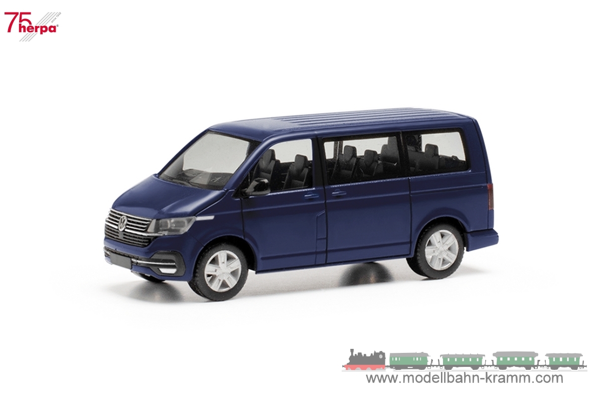 Herpa 096782-002, EAN 4013150353892: 1:87 Volkswagen (VW) T6.1 Caravelle, deep ocean blue