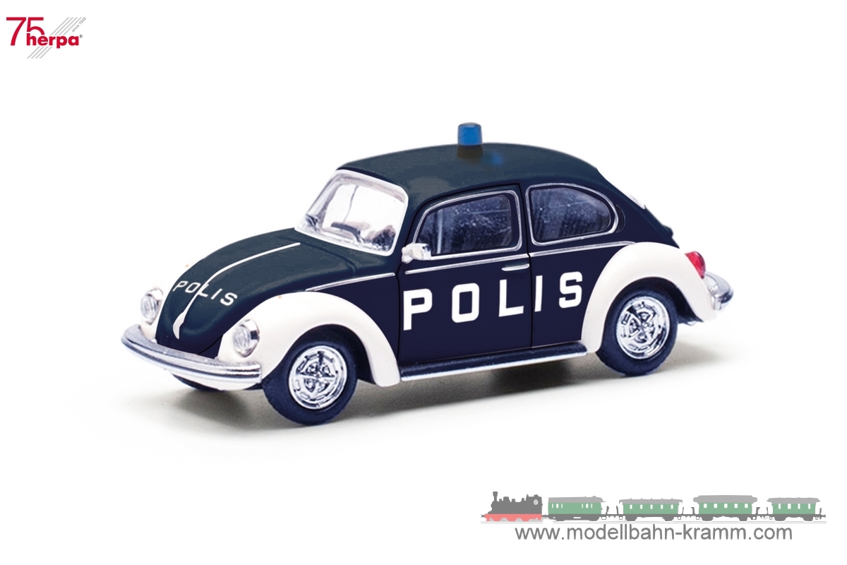 Herpa 097390, EAN 4013150097390: 1:87 Volkswagen (VW) Käfer 1303 Polis (Schweden)