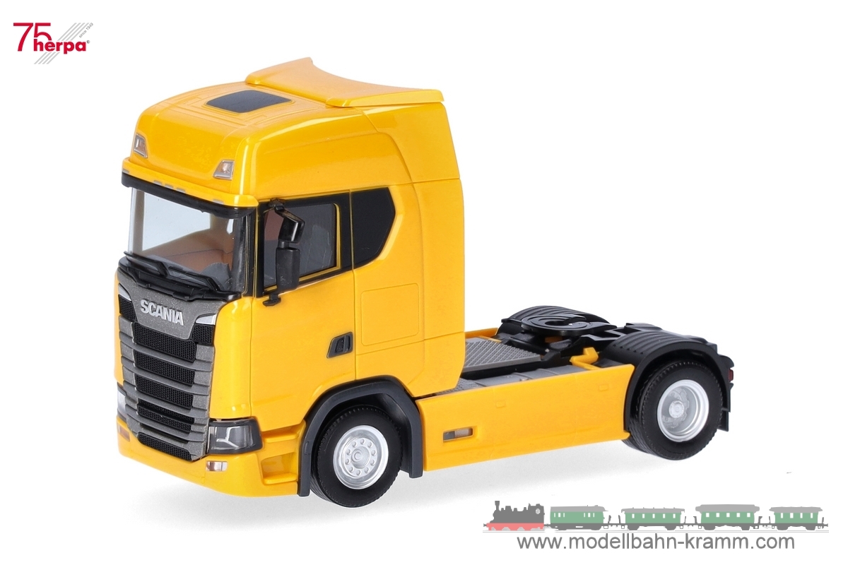 Herpa 306768-005, EAN 4013150353953: 1:87 Scania CS 20 HD Zugmaschine, ginstergelb