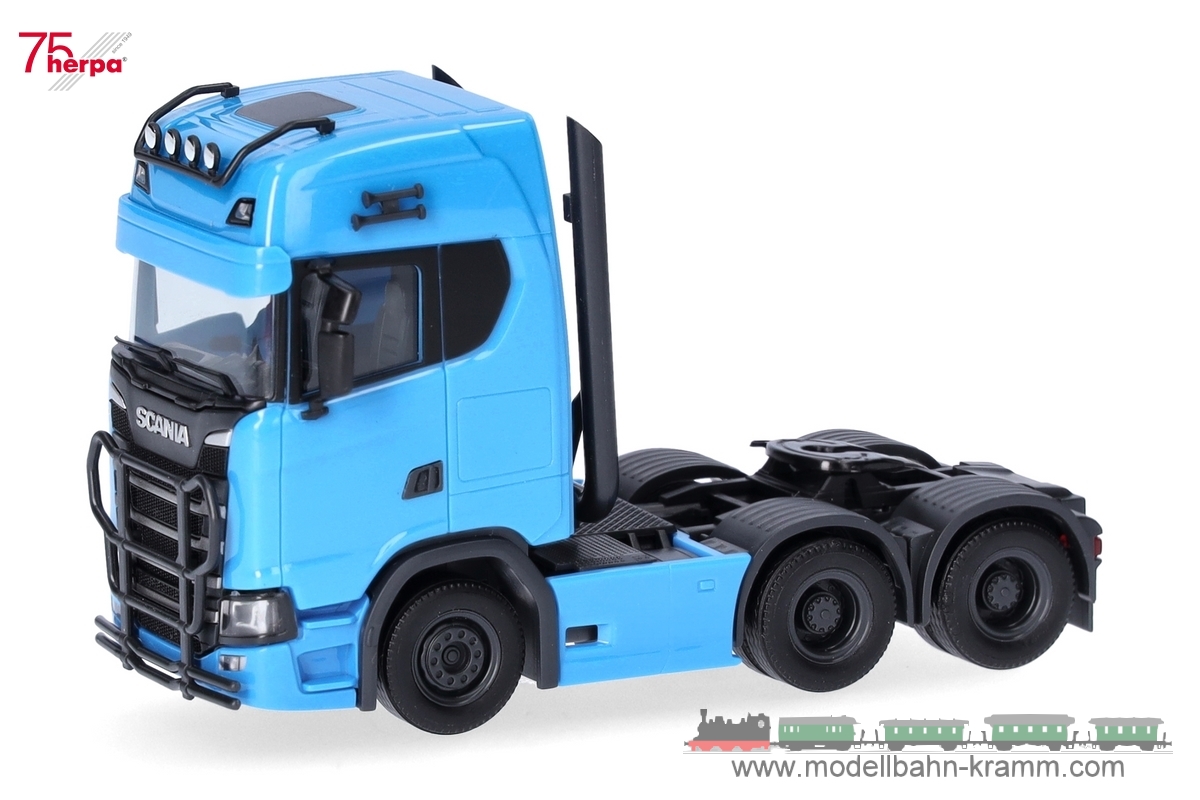 Herpa 314053-004, EAN 4013150353885: 1:87 Scania CS 20 6x4 Zugmaschine, himmelblau