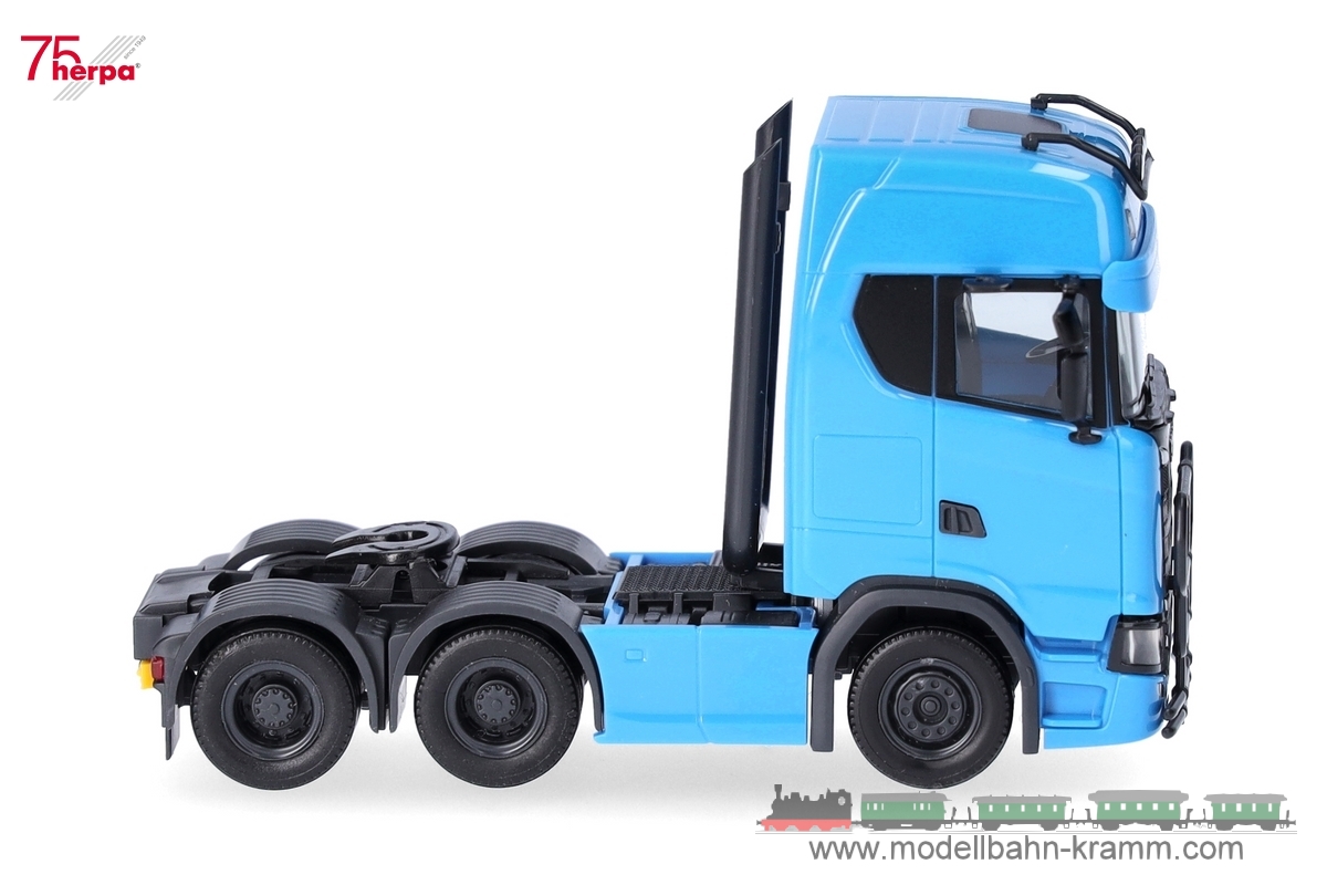 Herpa 314053-004, EAN 4013150353885: 1:87 Scania CS 20 6x4 Zugmaschine, himmelblau