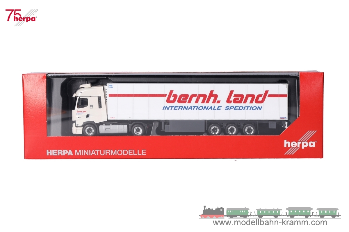 Herpa 317795, EAN 4013150317795: 1:87 Renault T facelift Kühlkoffer-Sattelzug Bernhard Land (Niedersachsen/Eystrup)