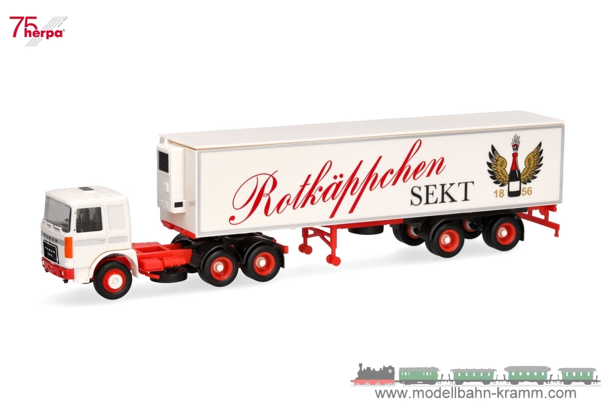 Herpa 317887, EAN 4013150317887: 1:87 Roman Diesel 6x4 Kühlkoffer-Sattelzug Rotkäppchen Sekt (Sachsen-Anhalt/Freyburg)