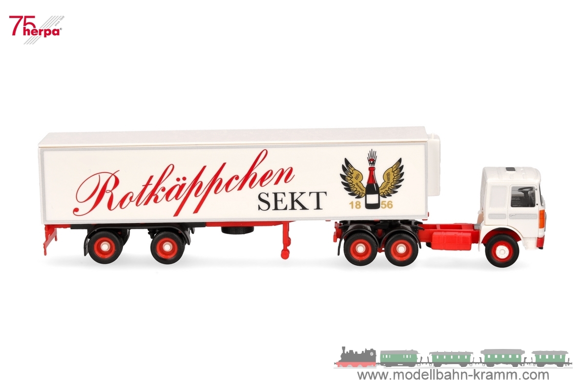 Herpa 317887, EAN 4013150317887: 1:87 Roman Diesel 6x4 Kühlkoffer-Sattelzug Rotkäppchen Sekt (Sachsen-Anhalt/Freyburg)