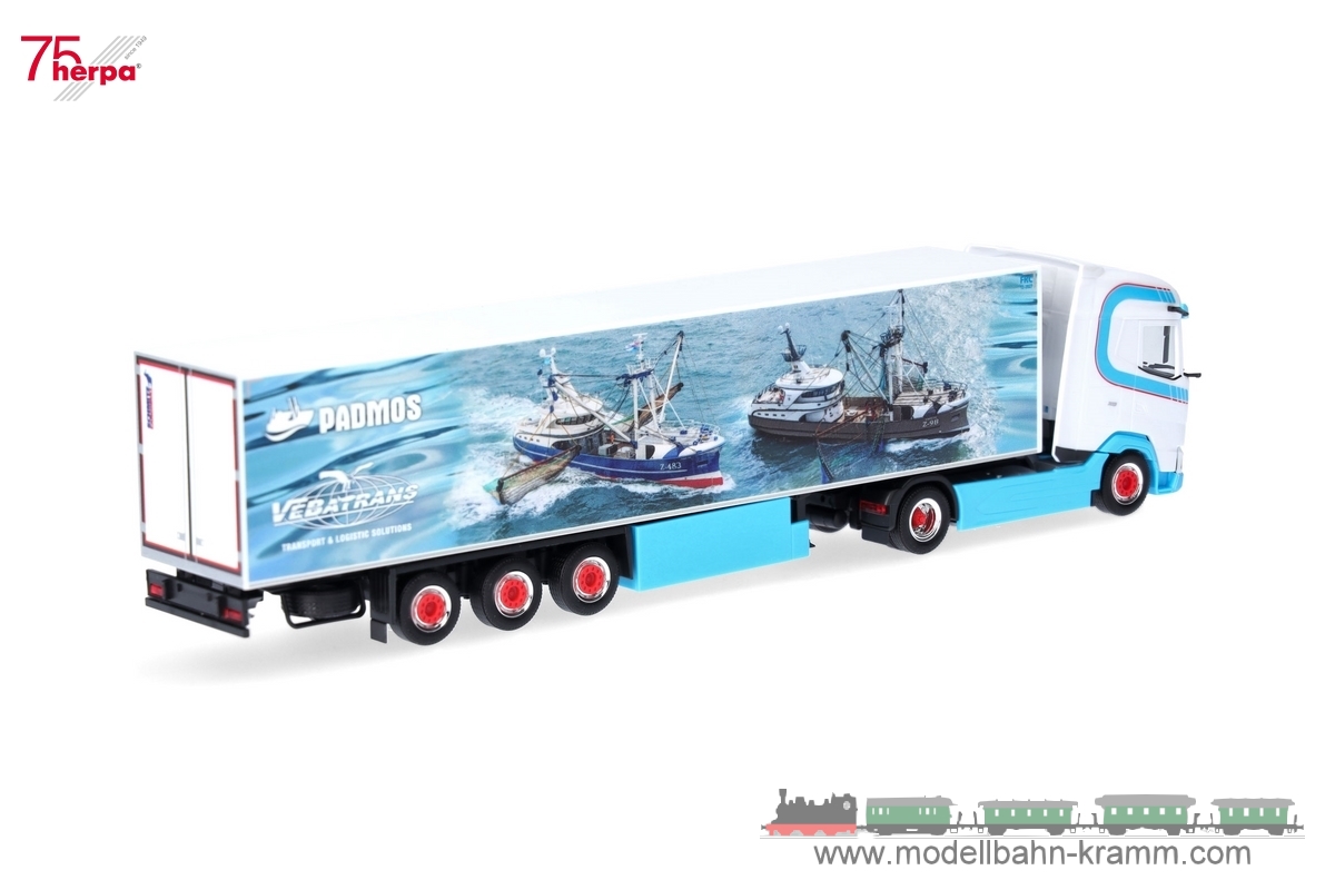 Herpa 317955, EAN 4013150317955: 1:87 DAF XG+ Kühlkoffer-Sattelzug Vebatrans (Niederlande/Urk)