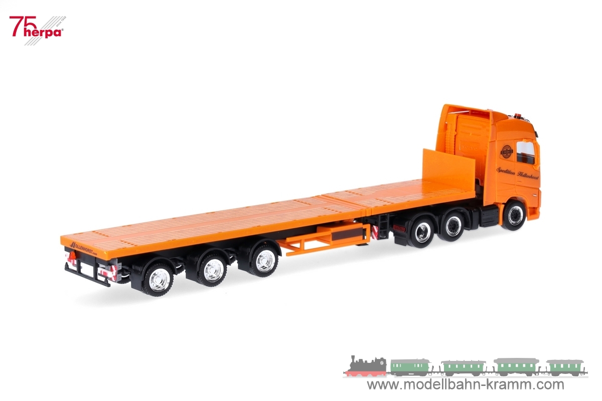 Herpa 318006, EAN 4013150318006: 1:87 Volvo FH GL 2020 Teletrailer-Sattelzug Spedition Hollenhorst (Nordrhein-Westfalen/Nottuln)