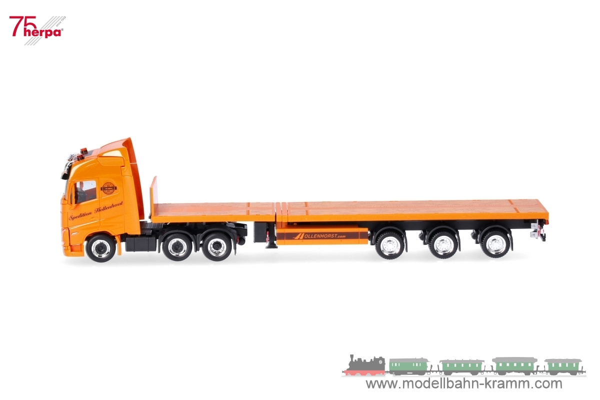 Herpa 318006, EAN 4013150318006: 1:87 Volvo FH GL 2020 Teletrailer-Sattelzug Spedition Hollenhorst (Nordrhein-Westfalen/Nottuln)