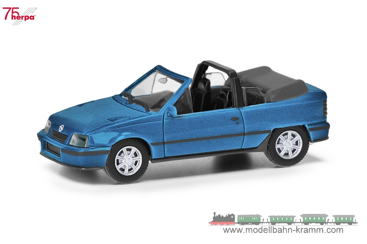 Herpa 430920, EAN 4013150430920: 1:87 Opel Kadett E Gsi Cabrio, laserblaumetallic