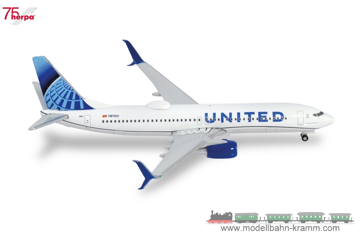 Herpa 533744-001, EAN 4013150353403: 1:500 United Airlines Boeing 737-800 – N87531