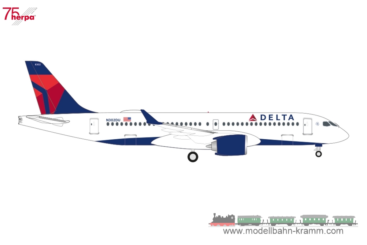 Herpa 537568, EAN 4013150537568: 1:500 Delta Air Lines Airbus A220-300 – N302DU