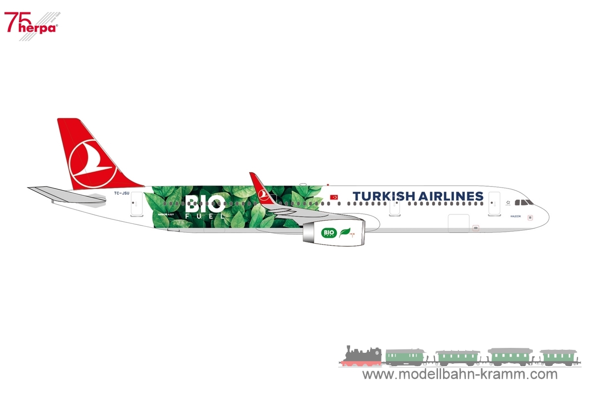 Herpa 537681, EAN 4013150537681: 1:500 Turkish Airlines Airbus A321 “Bio Fuel” – TC-JSU “Kalecik”