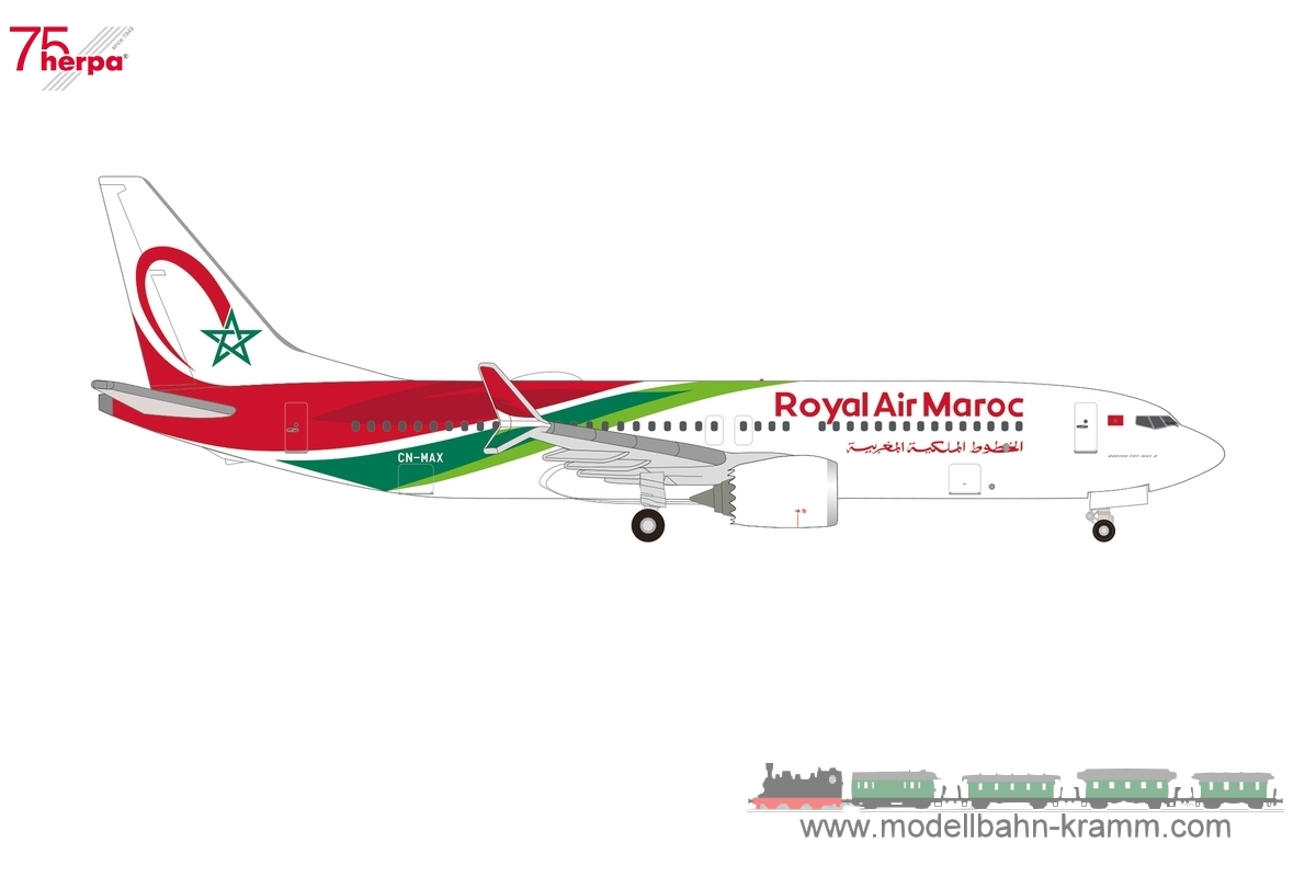 Herpa 537797, EAN 4013150537797: 1:500 Royal Air Maroc Boeing 737 Max 8 – CN-MAX