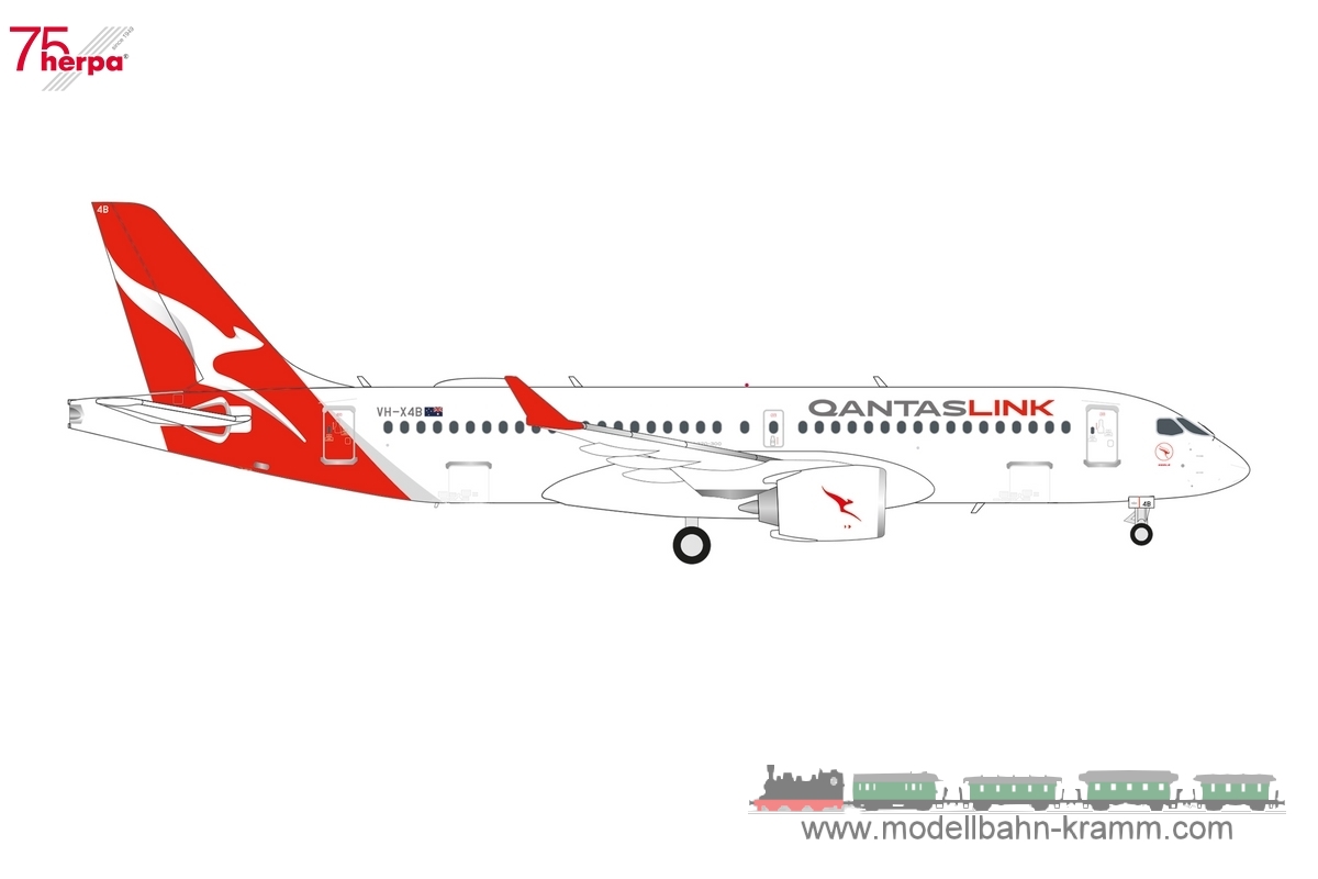 Herpa 573184, EAN 4013150573184: 1:200 QantasLink Airbus A220-300 - Koala - VH-X4B