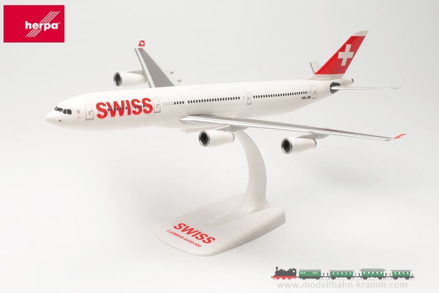 Herpa 610117-002, EAN 4013150352079: 1:200 Swiss International Air Lines Airbus A340-300 – HB-JMI “Schaffhausen”