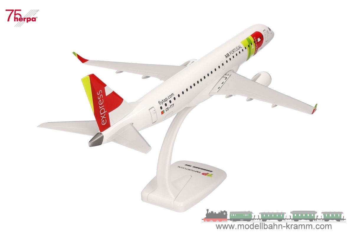 Herpa 614207, EAN 4013150614207: 1:100 TAP Express Embraer E195 – CS-TTY “Lisboa”