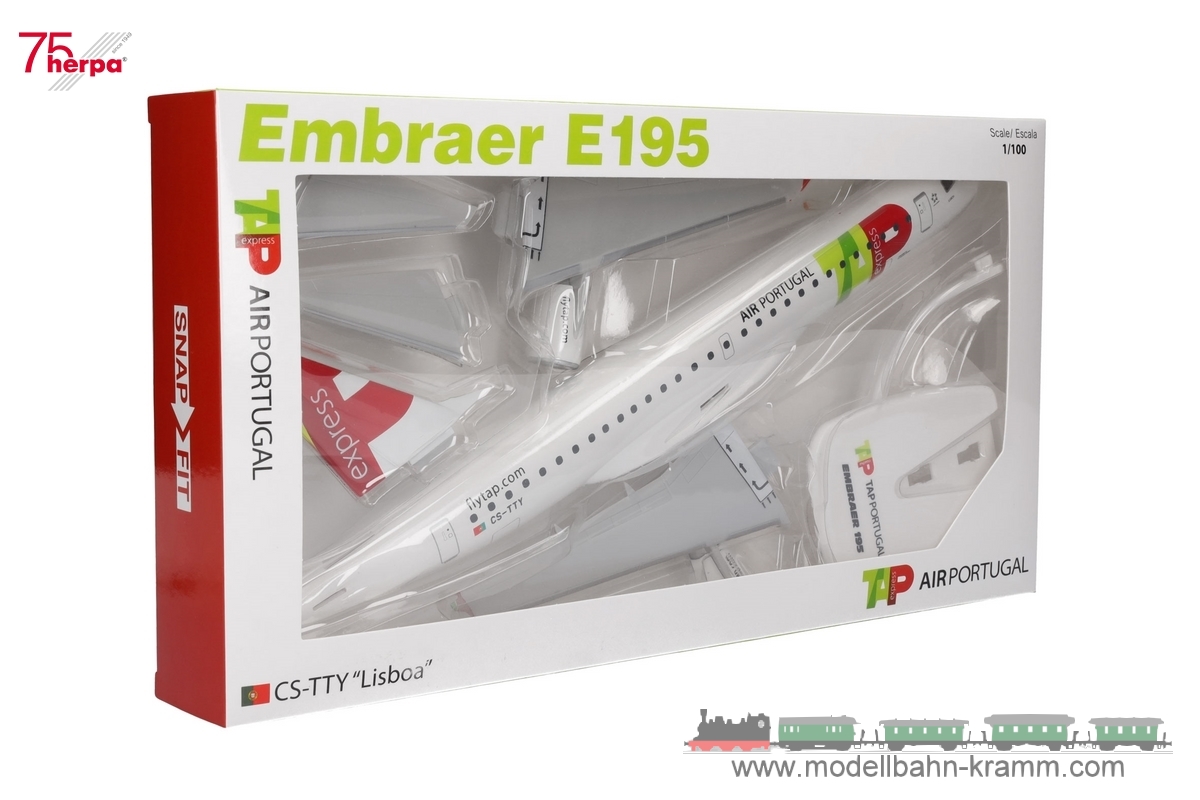 Herpa 614207, EAN 4013150614207: 1:100 TAP Express Embraer E195 – CS-TTY “Lisboa”