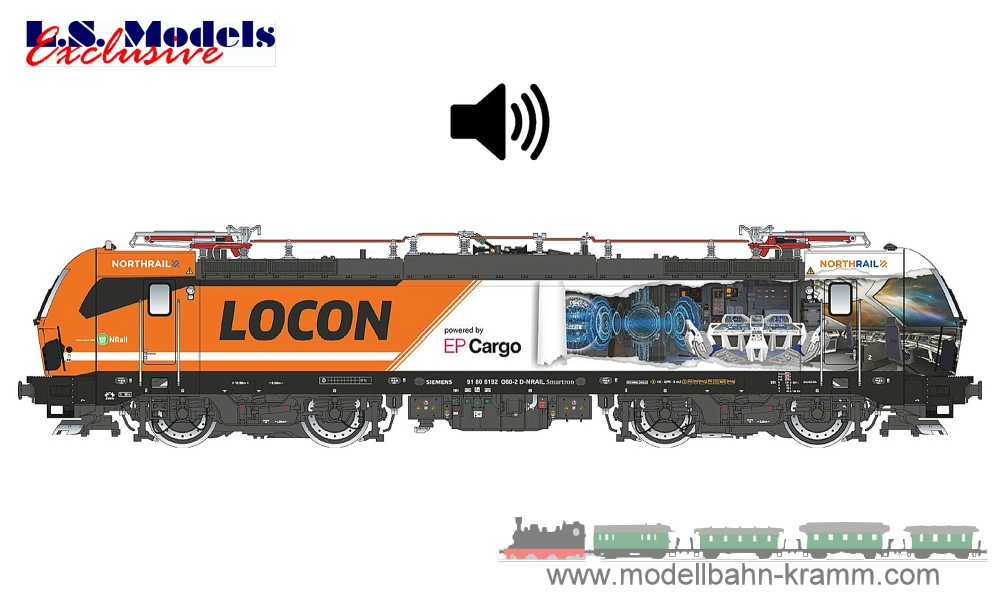 L.S. Models 16061DCS, EAN 2000075718136: H0 DC Sound E-Lok BR192 Smartron Locon/ EP-Cargo