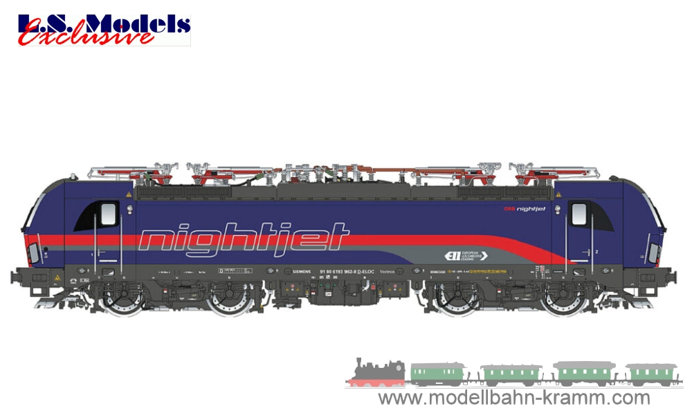 L.S. Models 17414DC, EAN 2000075718242: H0 DC E-Lok BR193 Vectron Nightjet ÖBB