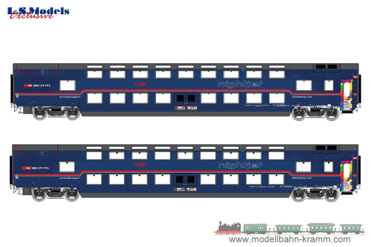 L.S. Models 97000N, EAN 2000075606396: N 2er Set Doppelstockschlafwagen ÖBB VI