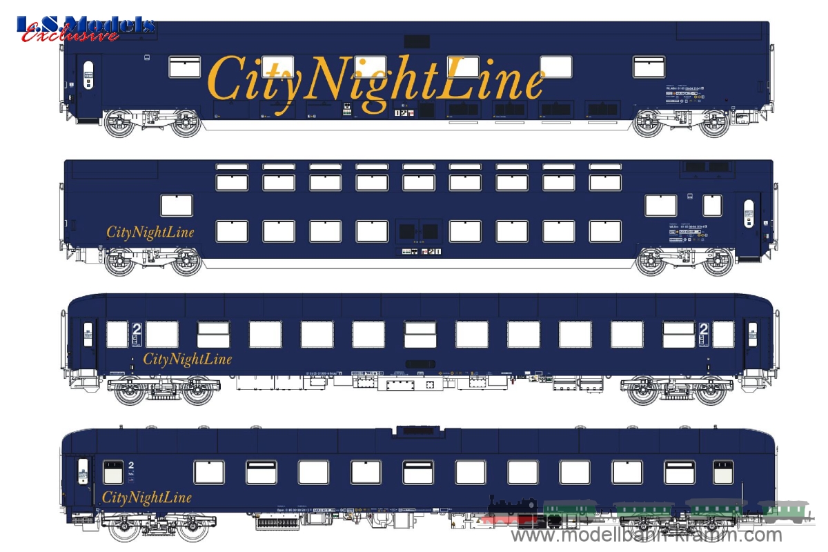 L.S. Models 97002N, EAN 2000075606402: N 4er Set Nachtzugwagen CNL Donaukurier V