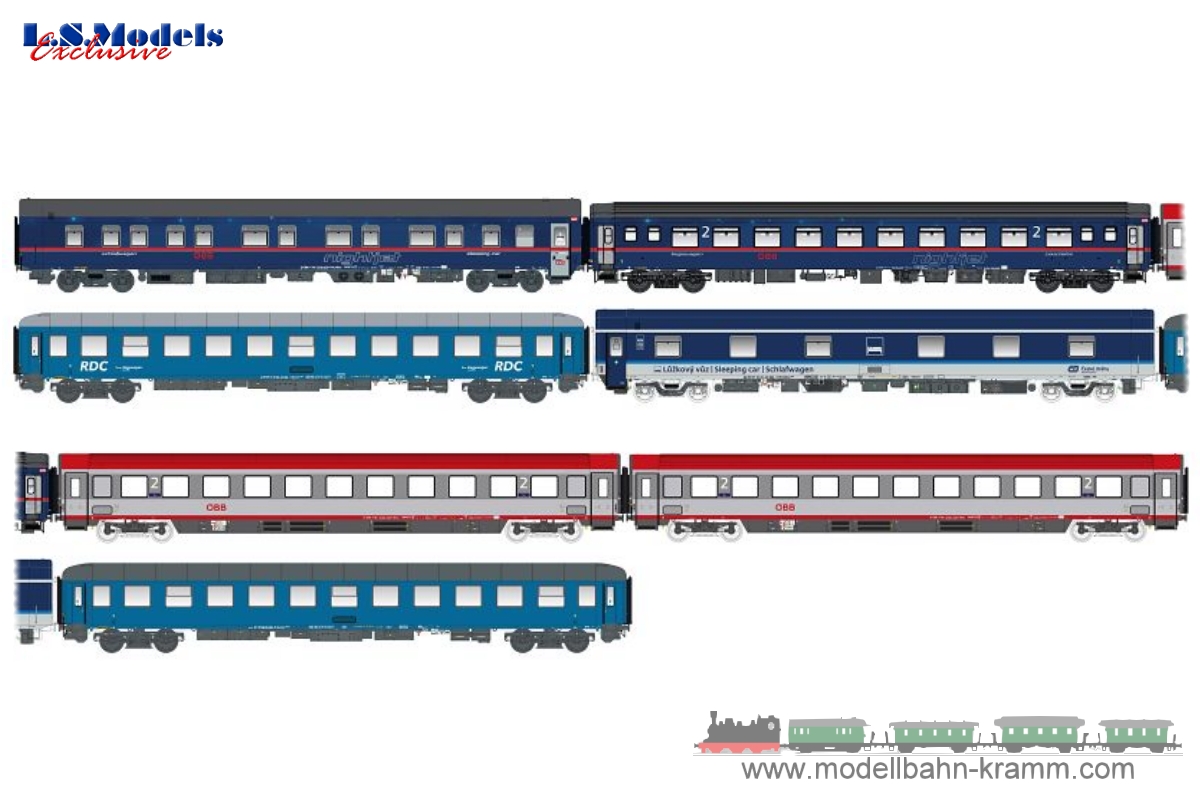 L.S. Models 97023N, EAN 2000075606426: N 7er Set Nachtzugwagen ÖBB Night Jet/CD NJ 408 VI