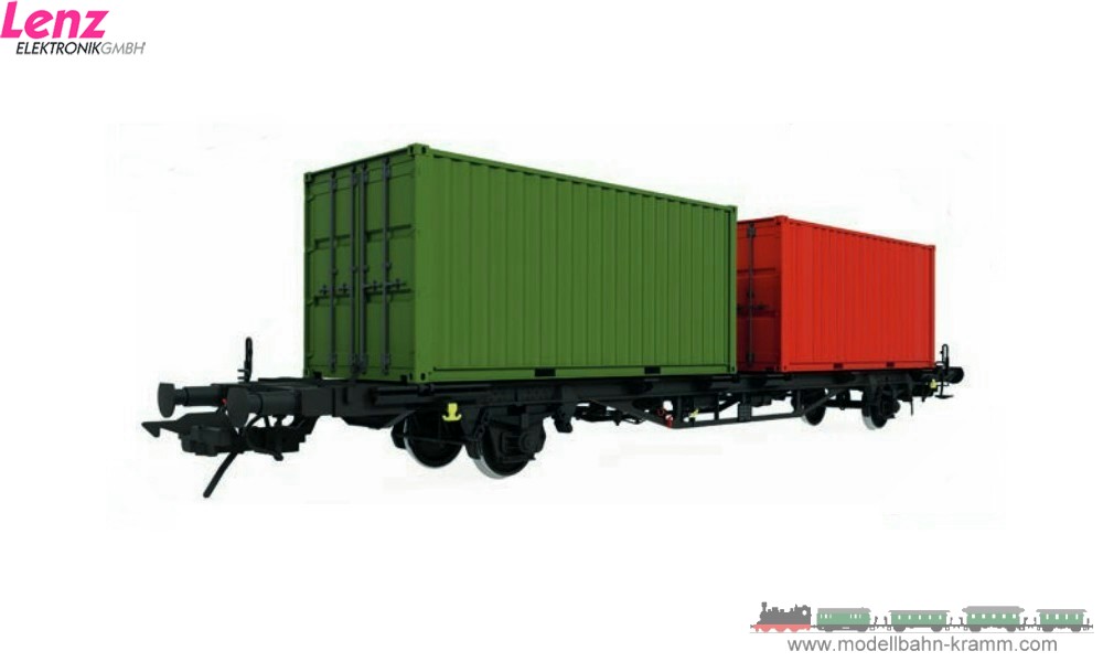 Lenz 42351-02, EAN 4044955011175: 0 Containerwagen Lgjs5712 ohne Container