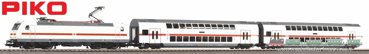 Piko 57134, EAN 4015615571346: H0 DC analog Start-Set mit Bettung Personenzug BR 146 + 2 IC Doppelstockwagen