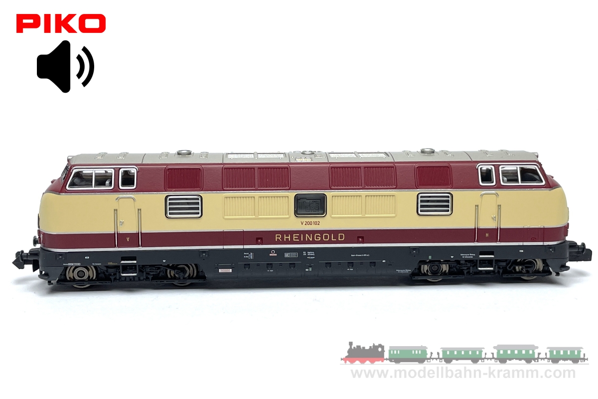 Piko 71607, EAN 2000075512826: N Sound, Diesel locomotive V 200 102, Rheingold - cream/red, era I