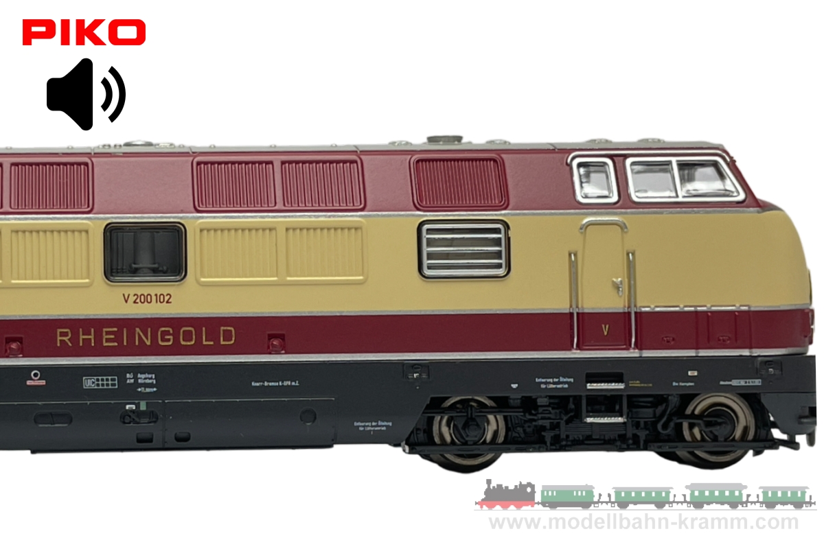 Piko 71607, EAN 2000075512826: N Sound, Diesel locomotive V 200 102, Rheingold - cream/red, era I