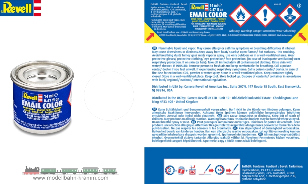 Revell 32102, EAN 42022640: Farblos matt (nicht deckend), Farbdose 14 ml