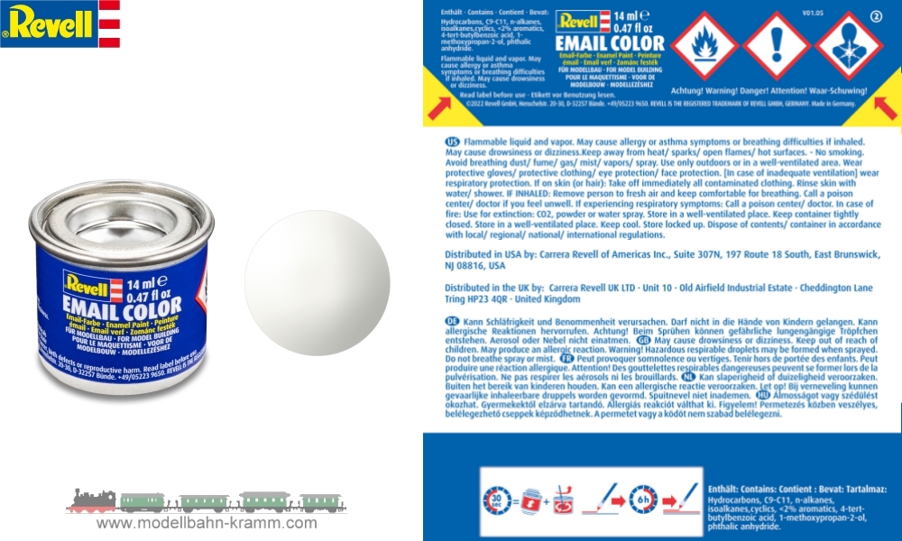 Revell 32104, EAN 42022657: Weiß RAL 9010, glänzend deckend, Farbdose 14 ml