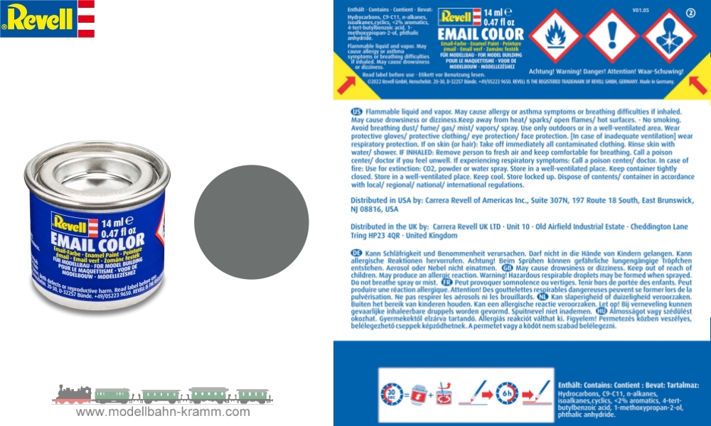 Revell 32147, EAN 42022855: Mauss-Grau RAL 7005, matt deckend, Farbdose 14 ml