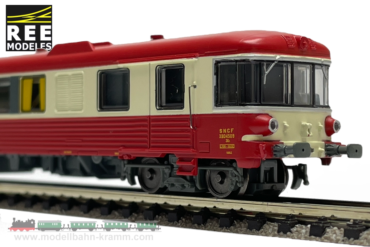REE Modeles NW170, EAN 637913643262: N analog Triebwagen 2teilig XBD 4509 rot/creme SNCF