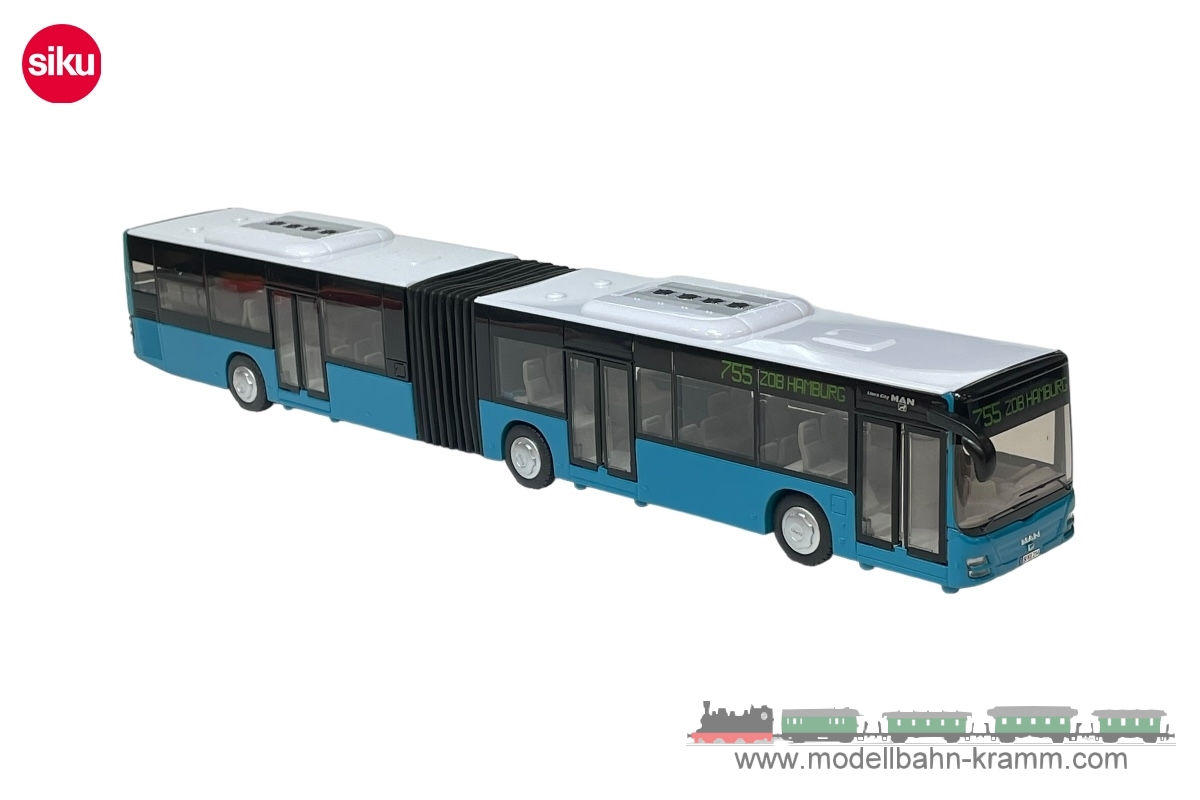 Siku 3736, EAN 4006874437368: Siku Super 1:50 MAN Gelenkbus mit extra Aufklebern