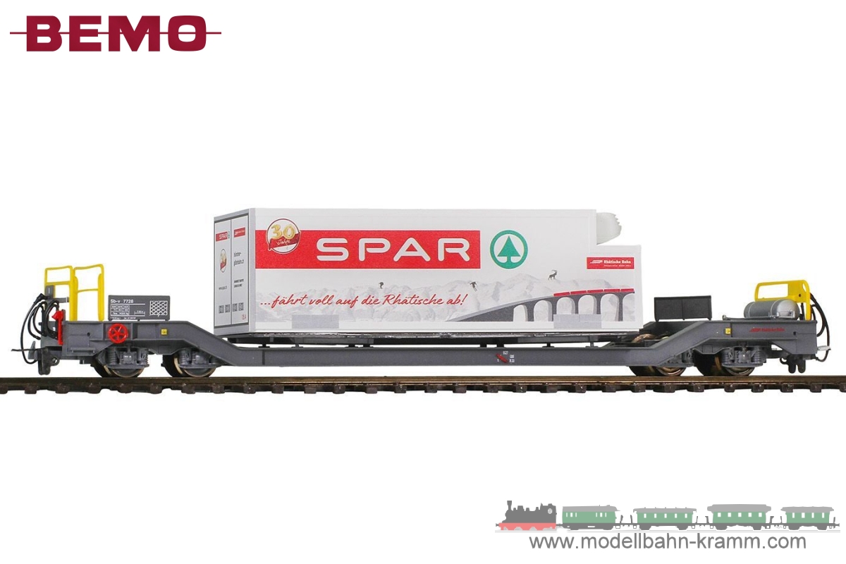 Bemo 2289110, EAN 2000075212986: RhB Sb-v 7730 with refrigerated container Spar Berge-Design