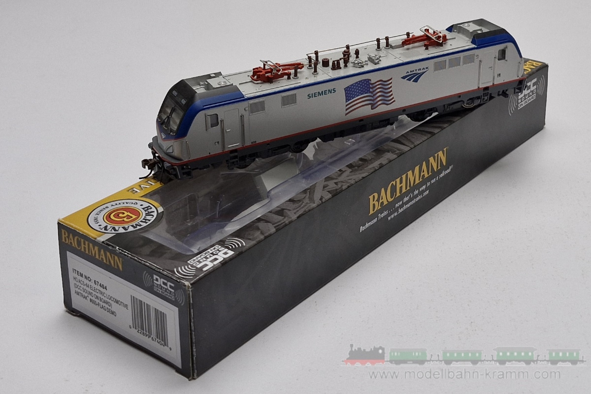 1A.Gebrauchtware 050.0067404.001, EAN 2000075661142: Bachmann H0 DC digital/sound 67404 E-Lok ACS-64 SIEMENS silber AMTRAK