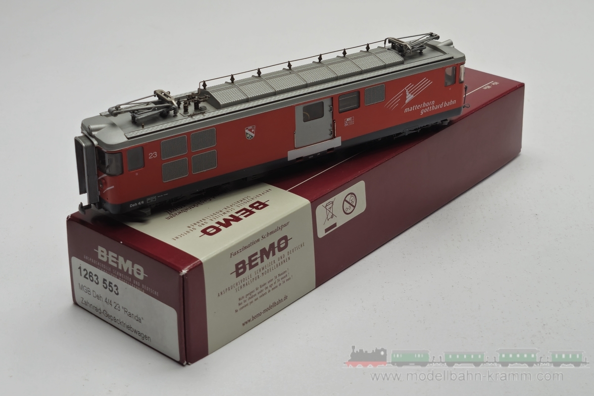 1A.Gebrauchtware 083.1263553.001, EAN 2000075660138: Bemo HOm DC digital/sound 1263553 Gepäcktriebwagen Deh 4/4 23 Randa rot MGB