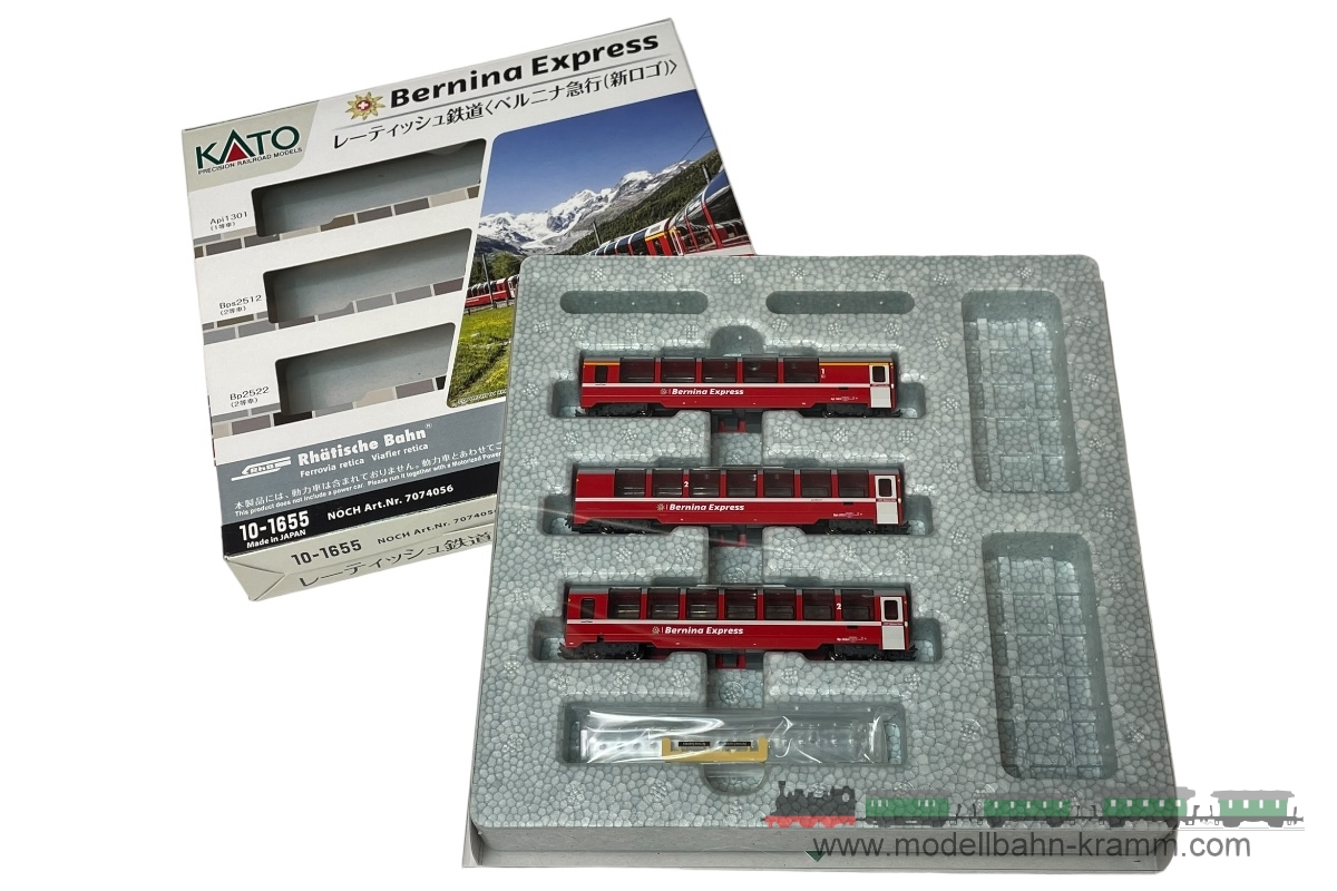 1A.second hand goods 450.7074056.001, EAN 2000075646835: Kato N 7074056 3-teiliges Ergänzungs-Set Bernina Express RhB