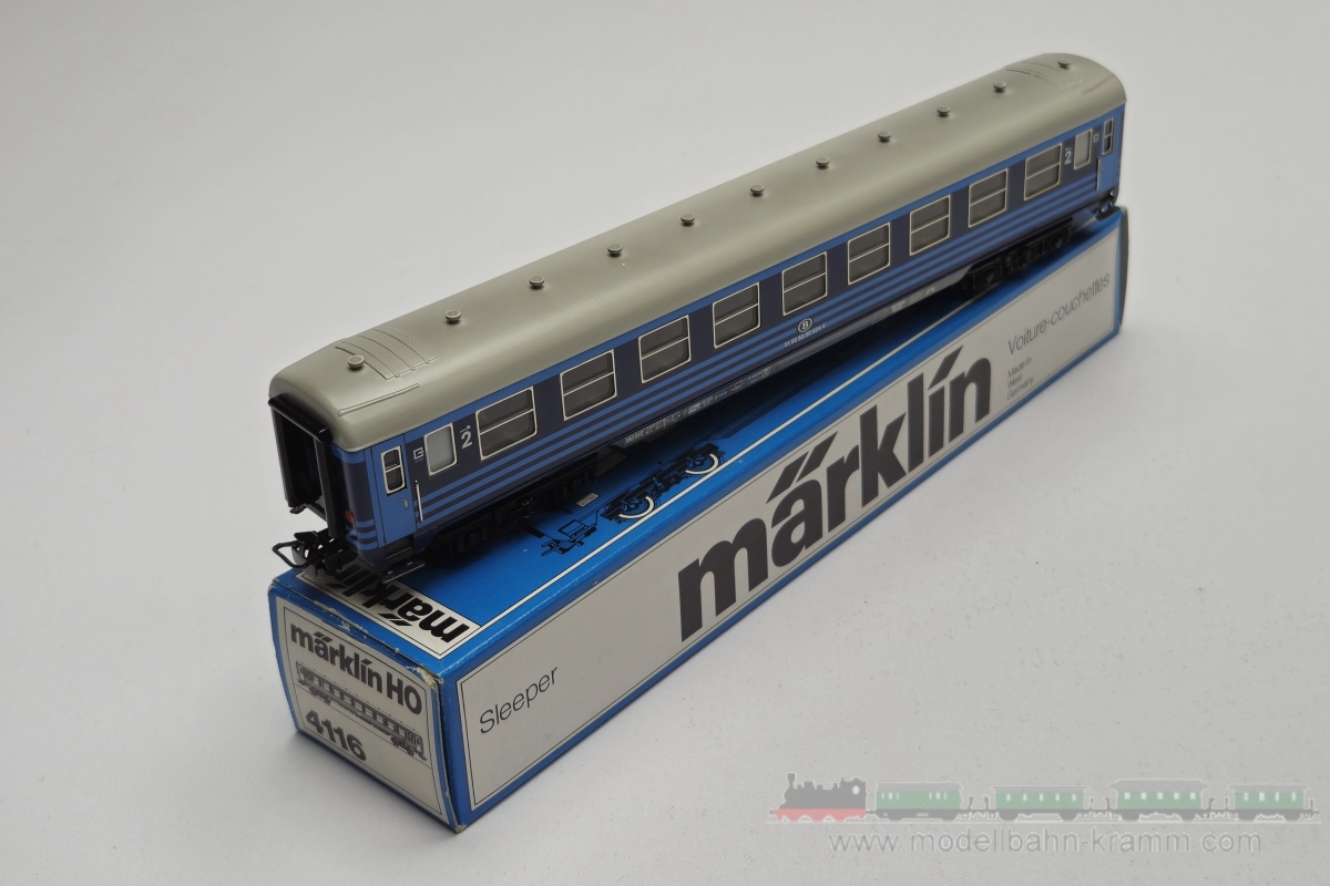 1A.Gebrauchtware 540.0004116.004, EAN 2000075665973: Märklin H0 AC 4116 Liegewagen 2 Klasse hellblau/blau SNCB