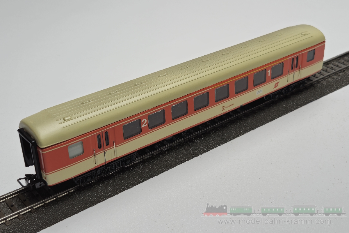 1A.second hand goods 540.0004128.008, EAN 2000075669773: Märklin H0 AC 4128 D-Zug-Wagen 1./2.Klasse Blutorange/grau ÖBB