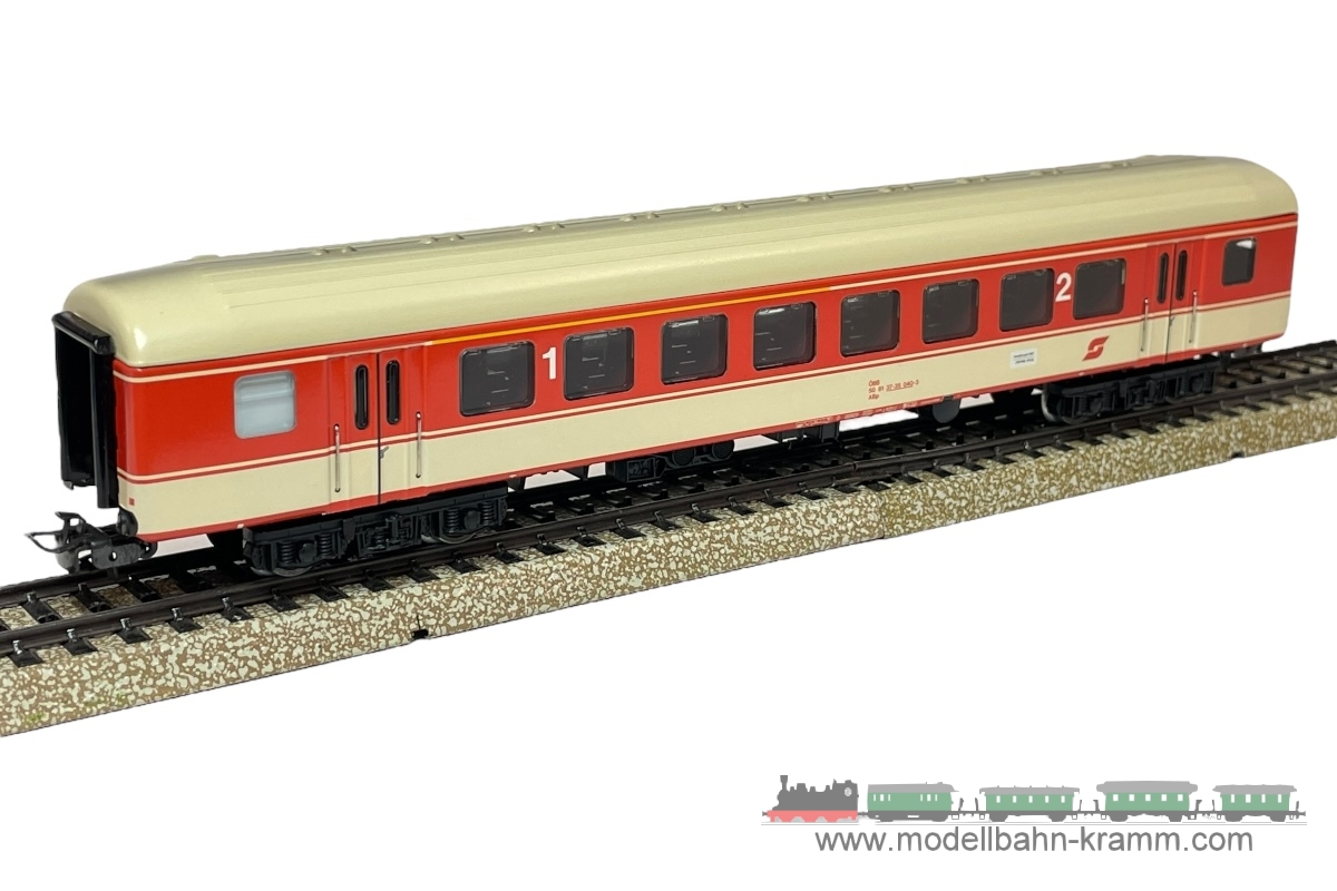 1A.Gebrauchtware 540.0004128.009, EAN 2000075669780: Märklin H0 AC 4128 D-Zug-Wagen 1./2.Klasse Blutorange/grau ÖBB