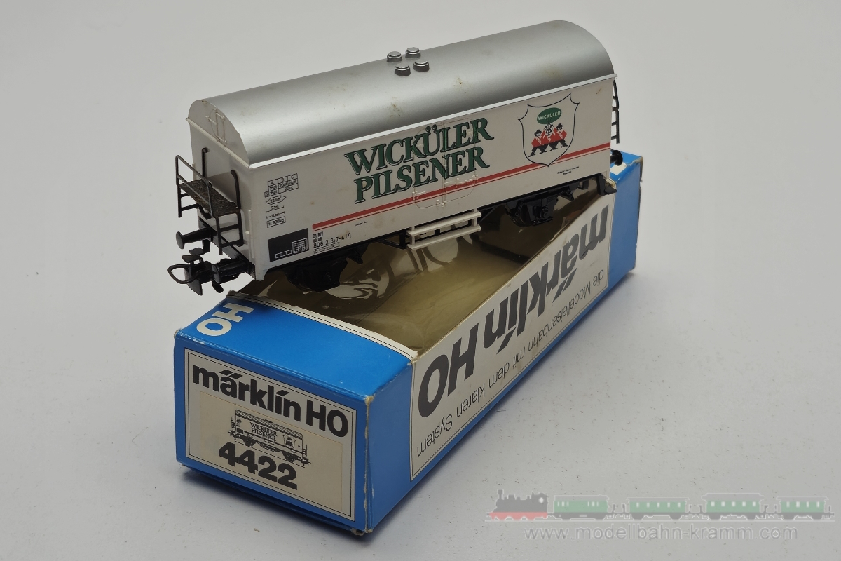 1A.second hand goods 540.0004422.001, EAN 2000075665232: Märklin H0 AC 4422 Kühlwagen WICKÜLER PILSENER weiß DB