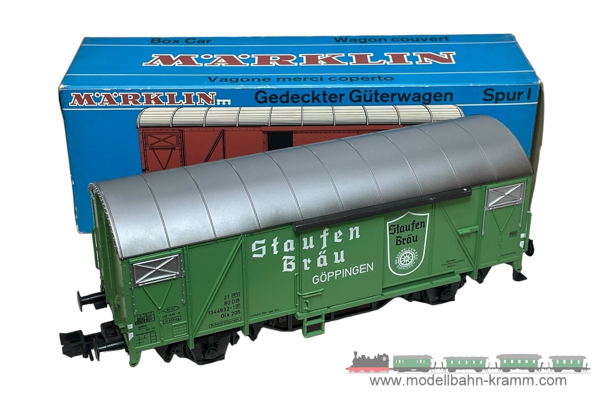 1A.Gebrauchtware 540.0005862.003, EAN 2000075662934: Märklin 1 DC 5862 gedeckter Güterwagen ´Staufen-Bräu´ grün DB