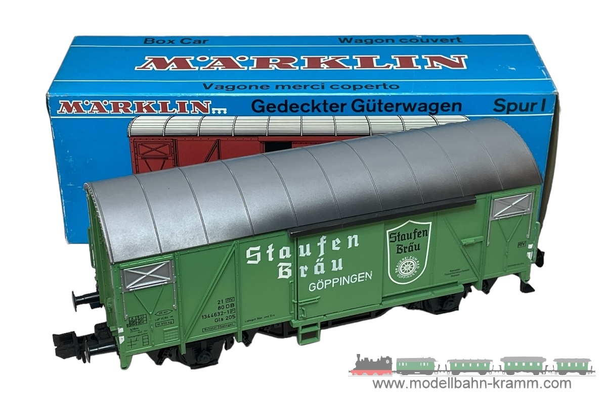 1A.second hand goods 540.0005862.004, EAN 2000075662965: Märklin 1 DC 5862 gedeckter Güterwagen ´Staufen-Bräu´ grün DB